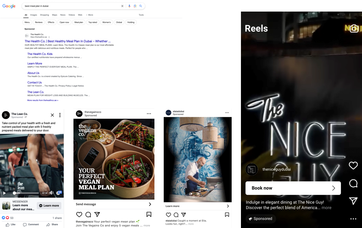 Online Advertising on META Facebook Instagram LinkedIn Threads Google Ads and Tiktok ad clients in UAE Qatar Lebanon Saudi Arabia GCC Europe and US